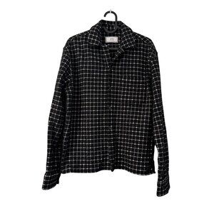 AMI Paris Black Windowpane Wool Soft Flannel Shirt Mens Size Medium